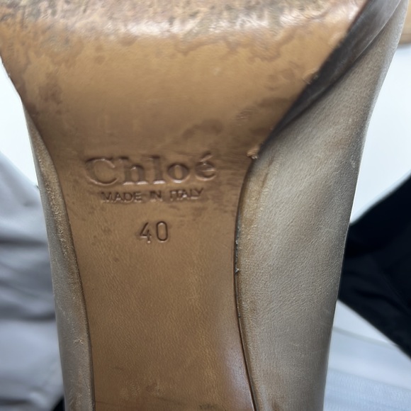 Chloe leather stacked wood heel shoes - Picture 5 of 6
